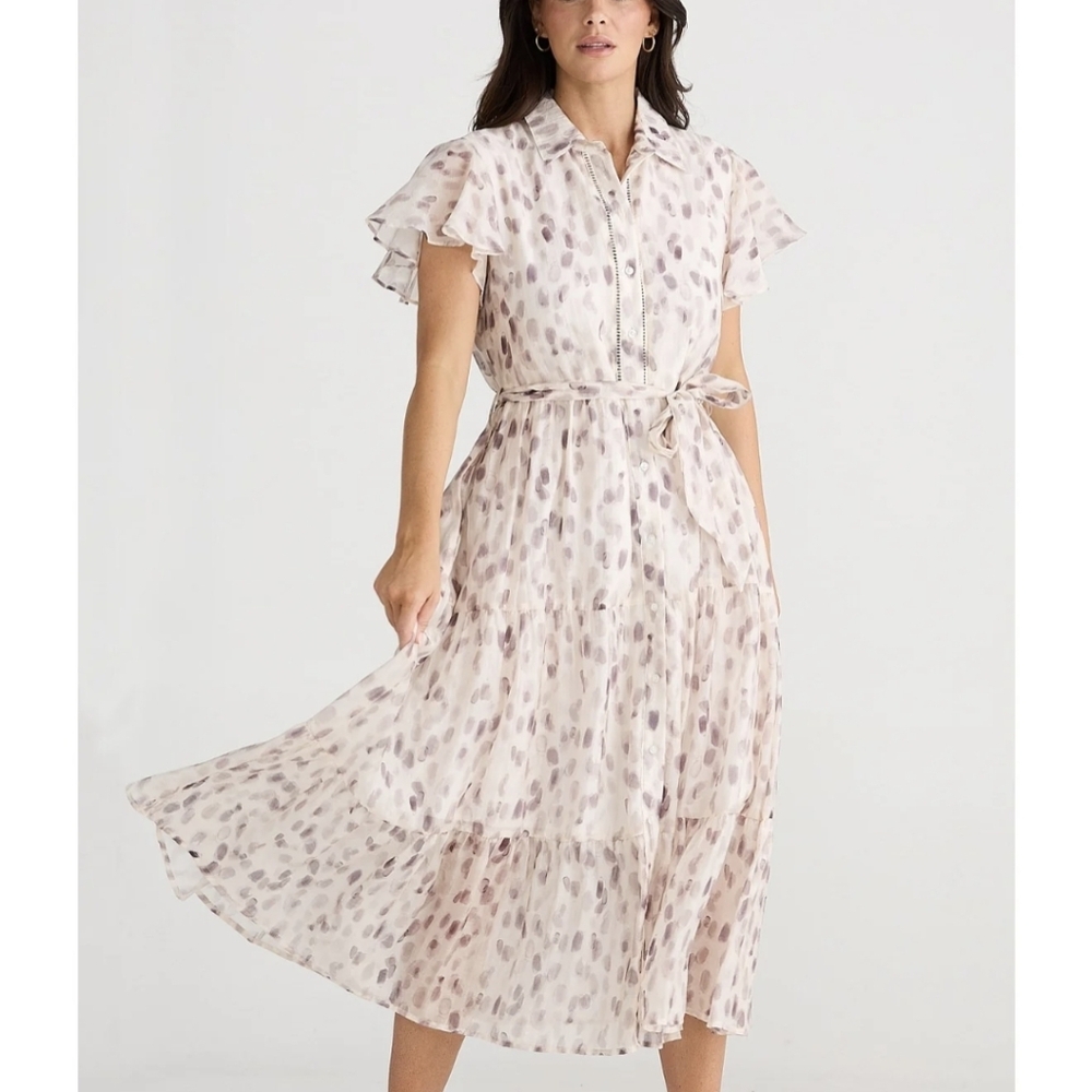 Brave+True Cream and Purple Dress Sz.S New